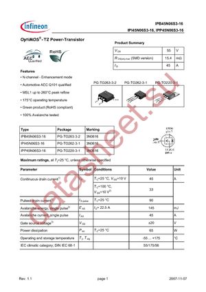 IPI45N06S3-16 datasheet  